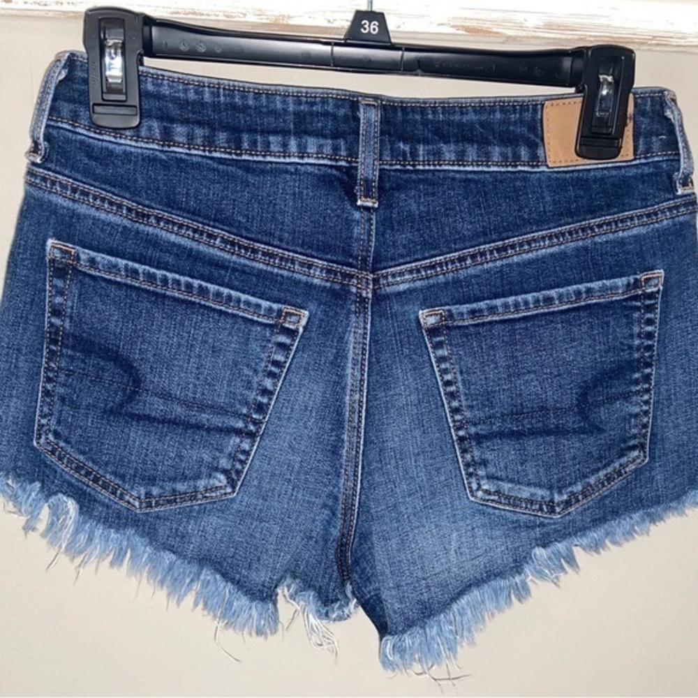 American Eagle Women Jean Shorts, Hi-Rise Festival Cut Off Medium Denim Sz 4
